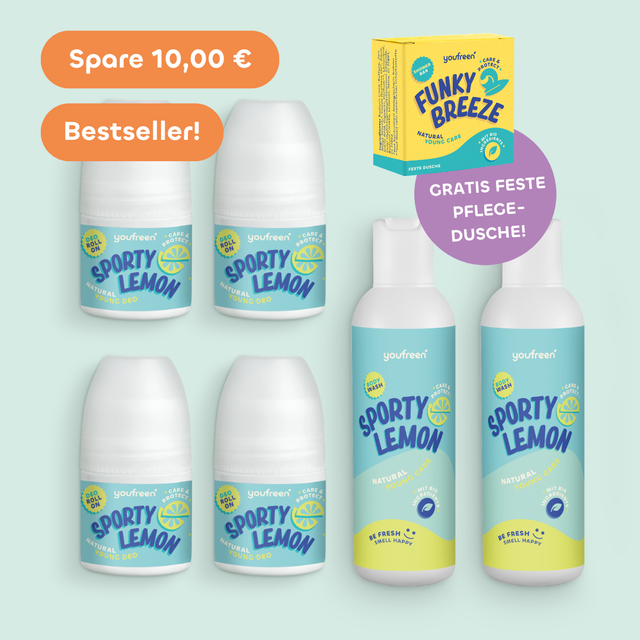 youfreen,  Deo für Kinder, Schwitzen in der Pubertät, unbedenkliches Deo, Happy-Routine-Set für Kids & Teens, 