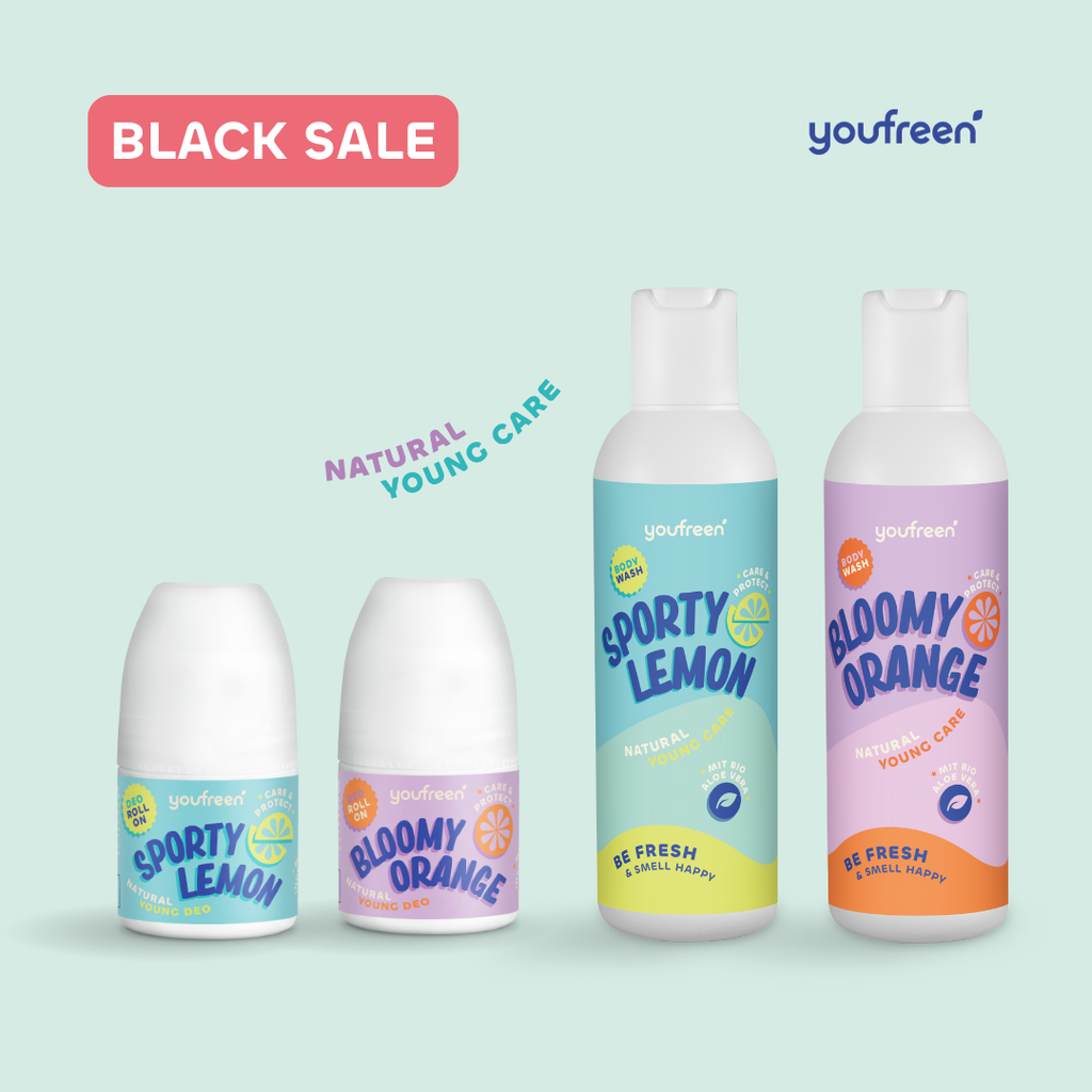 youfreen deo für kinder, deo pubertät, schwitzen in der pubertät, deo Mädchen, kidsdeo, youfreen Duschgel 