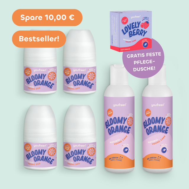 youfreen,  Deo für Kinder, Schwitzen in der Pubertät, unbedenkliches Deo, Happy-Routine-Set für Kids & Teens, 