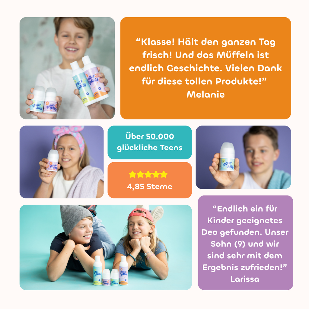 youfreen, Deo für Kinder, youfreen Bewertung, Deo für Jufendliche, Duschgel für Mädchen, Duschgel für Jungen,  Kids Deo, Pubertät schwitzen, Müffeln 