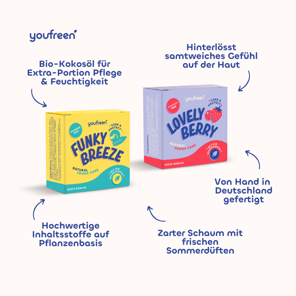 Kids Deo, Duschgel für Mädchen, feste Dusche, festes Duschgel Teens, 