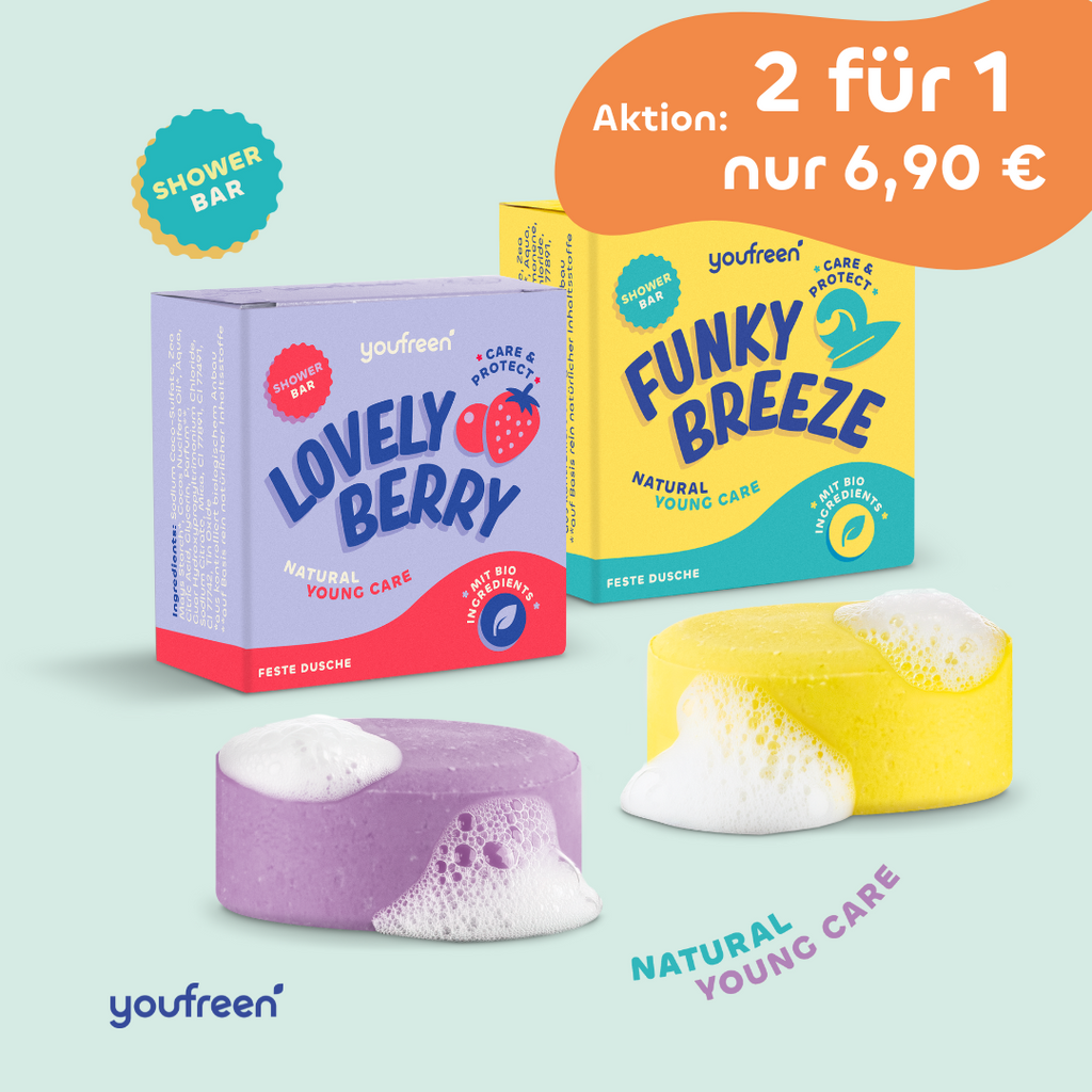 youfreen, feste Dusche für Mädchen und Jungen, Deo für Kinder, Schwitzen in der Pubertät, unbedenkliches Deo